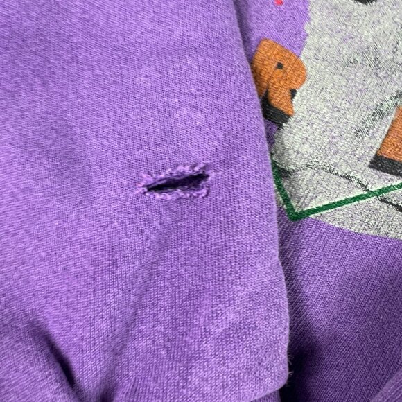 VTG 90s Nike Air Jordan Sweatshirt Youth Boxy Medium Purple Thrashed Crewneck - Picture 3 of 16